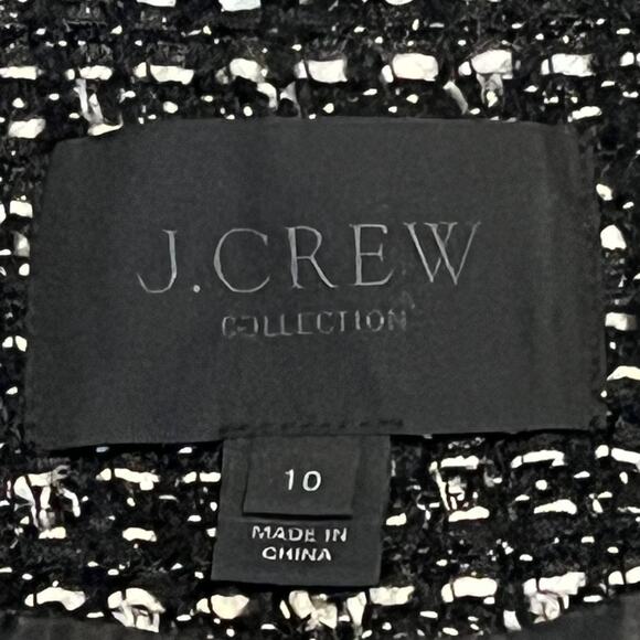 J.Crew Collection Cropped Black Shimmer Tweed Jacket 3/4 Sleeves Size 10 - Picture 9 of 10